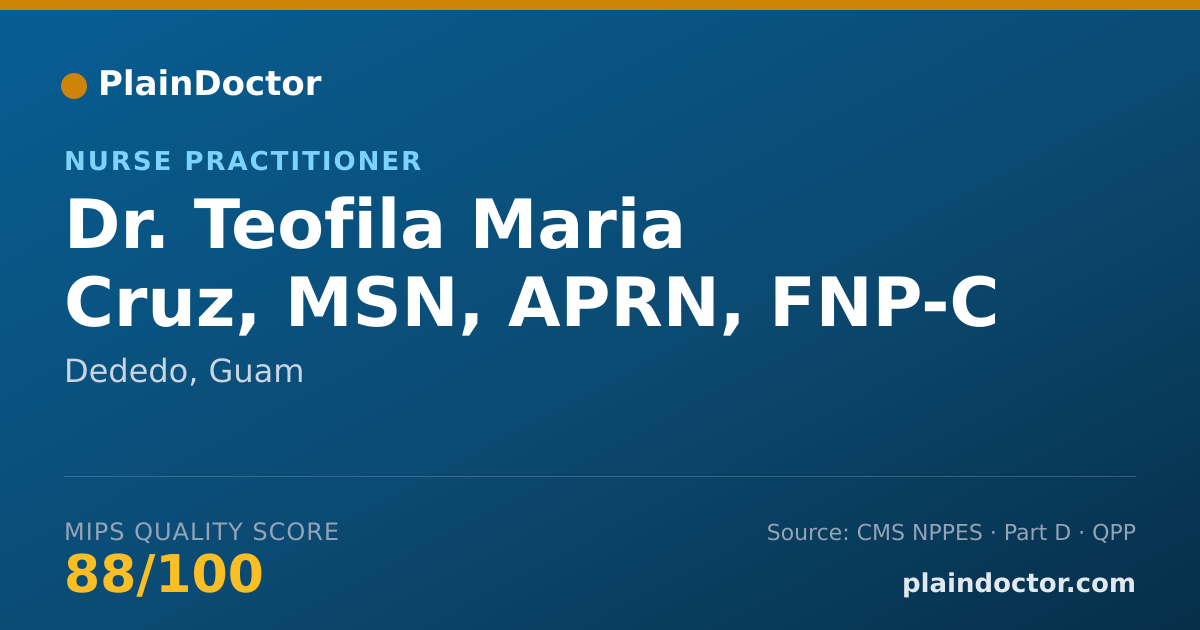 Shareable card for Teofila Maria Cruz, MSN, APRN, FNP-C - Nurse Practitioner, Dededo, GU
