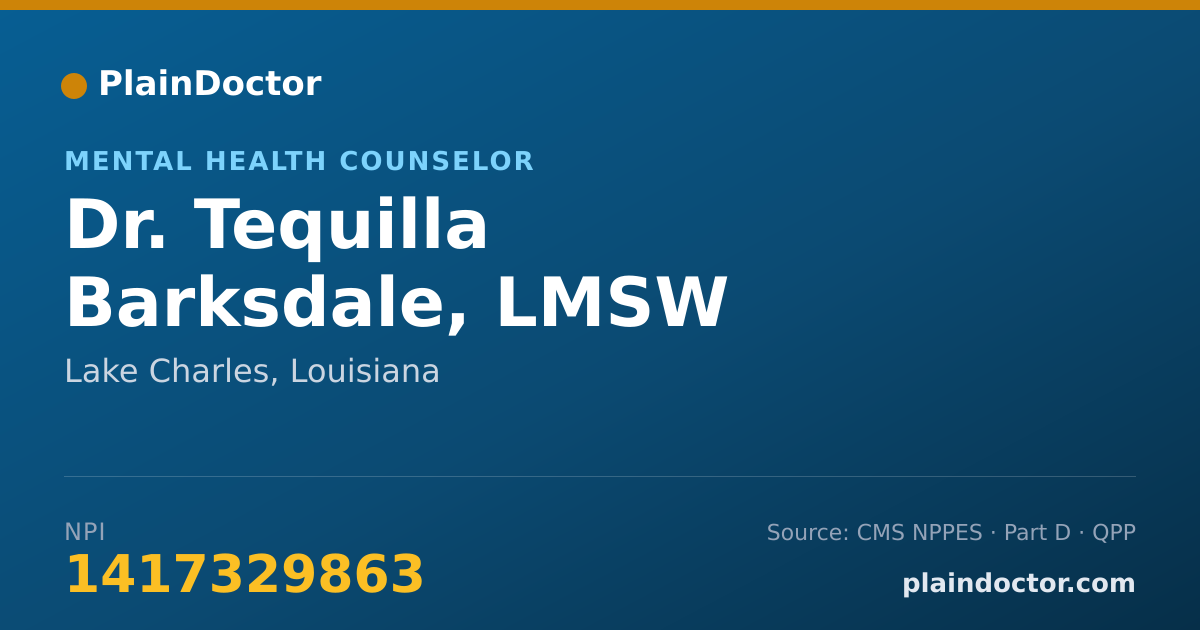 Shareable card for Tequilla Barksdale, LMSW - Mental Health Counselor, Lake Charles, LA