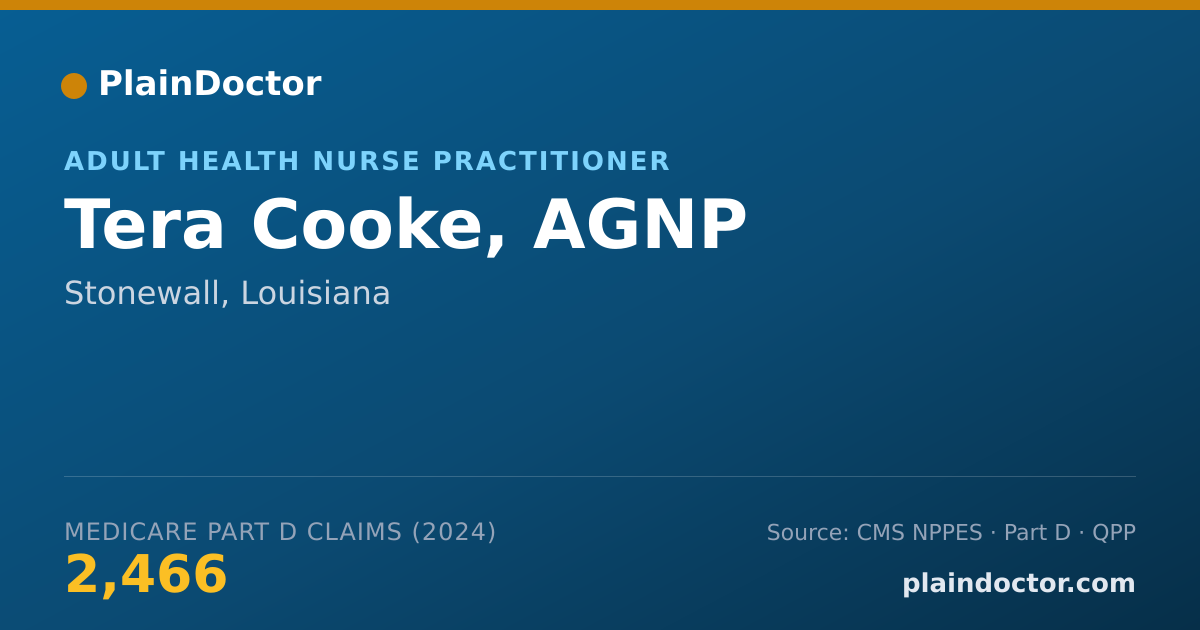 Shareable card for Tera Cooke, AGNP - Adult Health Nurse Practitioner, Stonewall, LA