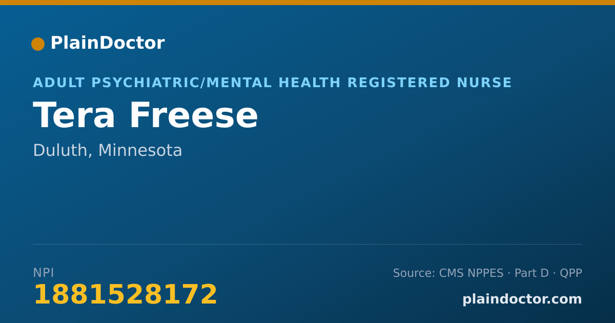 Shareable card for Tera Freese - Adult Psychiatric/Mental Health Registered Nurse, Duluth, MN