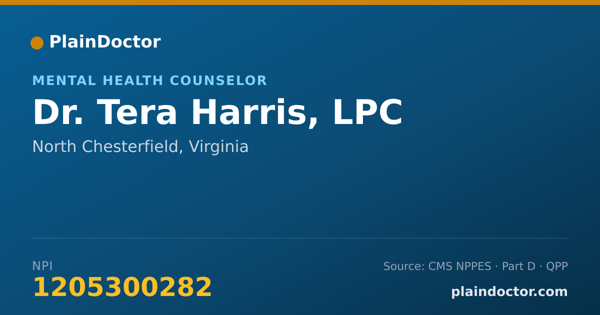 Shareable card for Tera Harris, LPC - Mental Health Counselor, North Chesterfield, VA