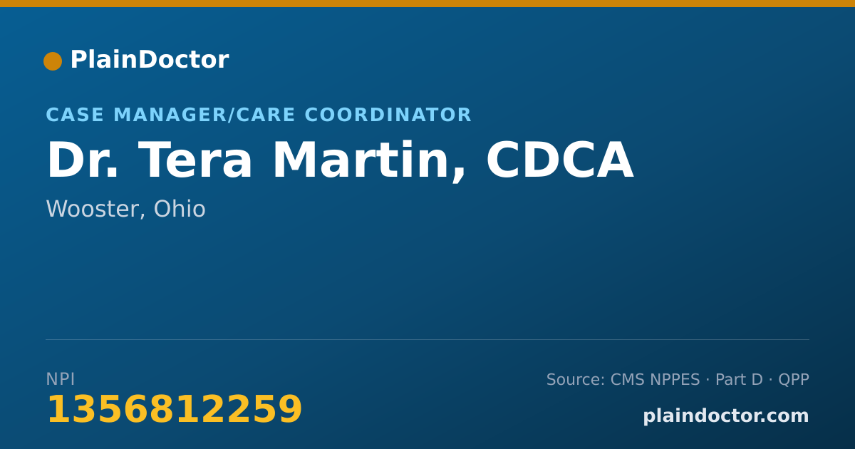 Shareable card for Tera Martin, CDCA - Case Manager/Care Coordinator, Wooster, OH
