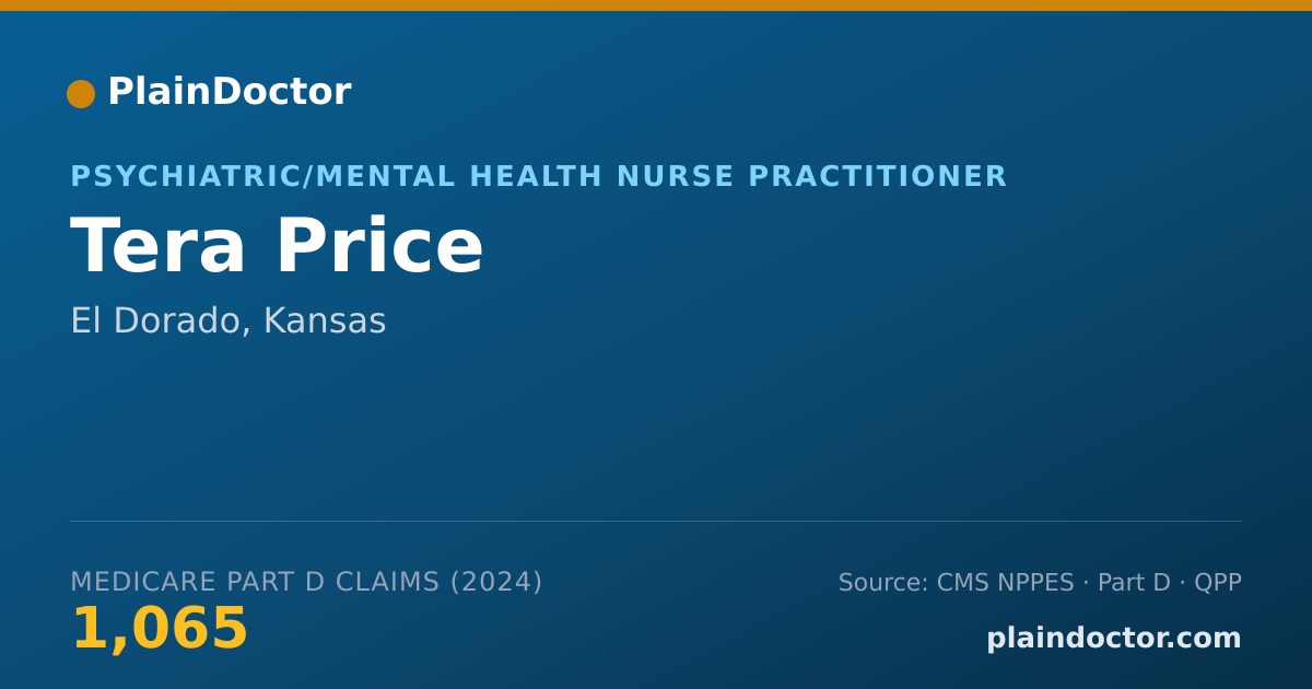 Shareable card for Tera Price - Psychiatric/Mental Health Nurse Practitioner, El Dorado, KS