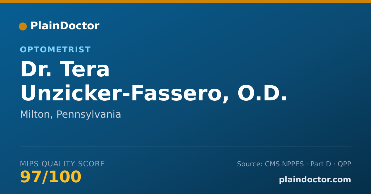 Shareable card for Tera Unzicker-Fassero, O.D. - Optometrist, Milton, PA