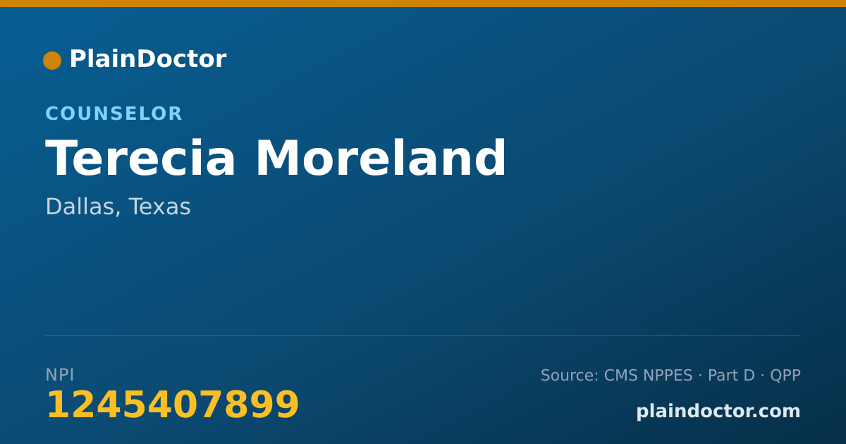 Shareable card for Terecia Moreland - Counselor, Dallas, TX