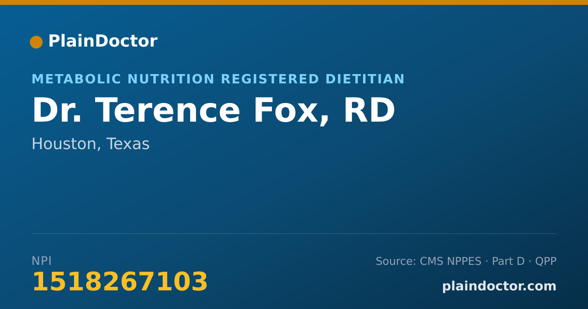 Shareable card for Terence Fox, RD - Metabolic Nutrition Registered Dietitian, Houston, TX