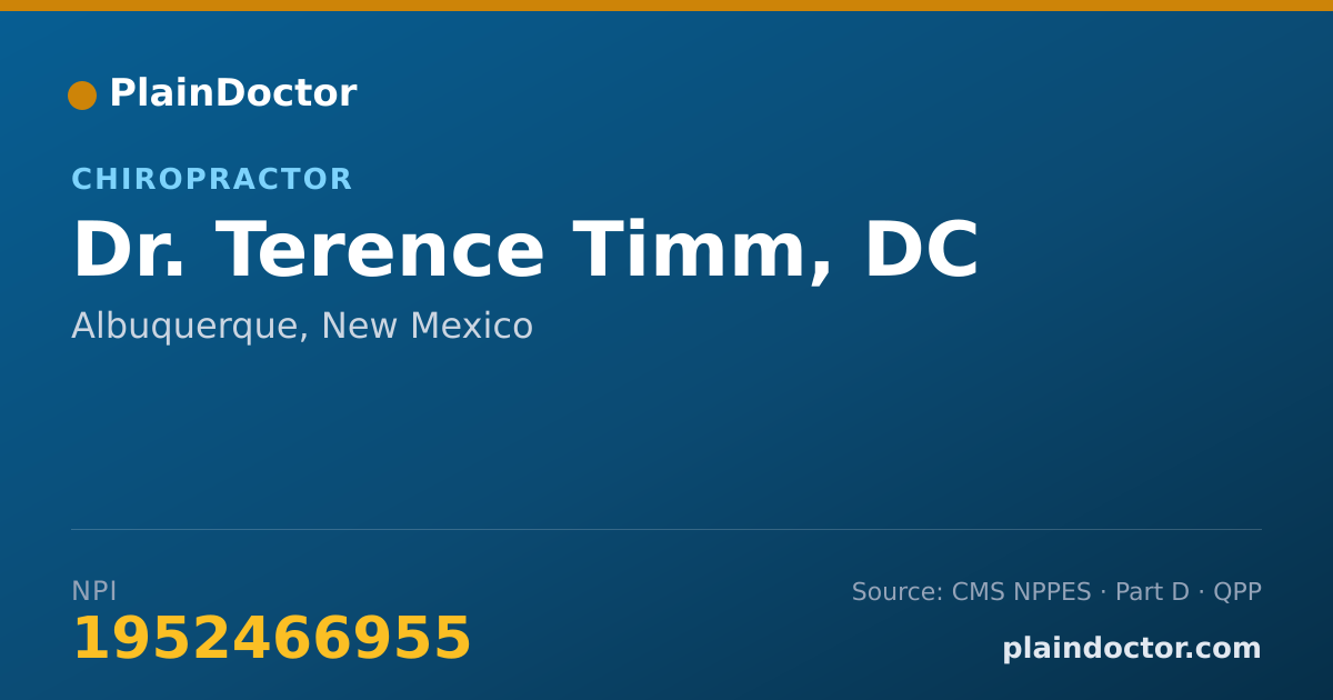 Shareable card for Terence Timm, DC - Chiropractor, Albuquerque, NM