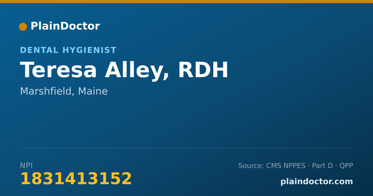 Shareable card for Teresa Alley, RDH - Dental Hygienist, Marshfield, ME