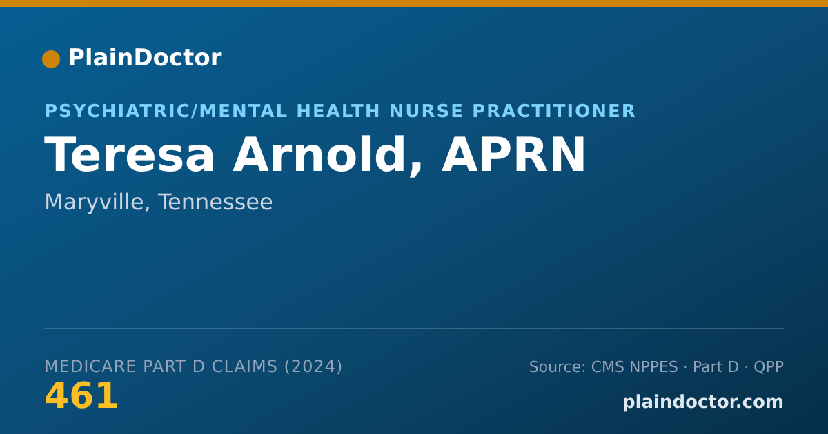 Shareable card for Teresa Arnold, APRN - Psychiatric/Mental Health Nurse Practitioner, Maryville, TN
