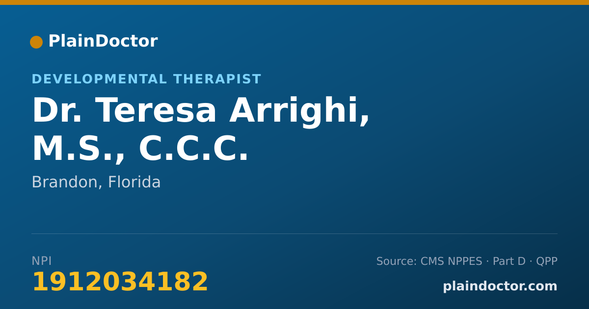 Shareable card for Teresa Arrighi, M.S., C.C.C. - Developmental Therapist, Brandon, FL