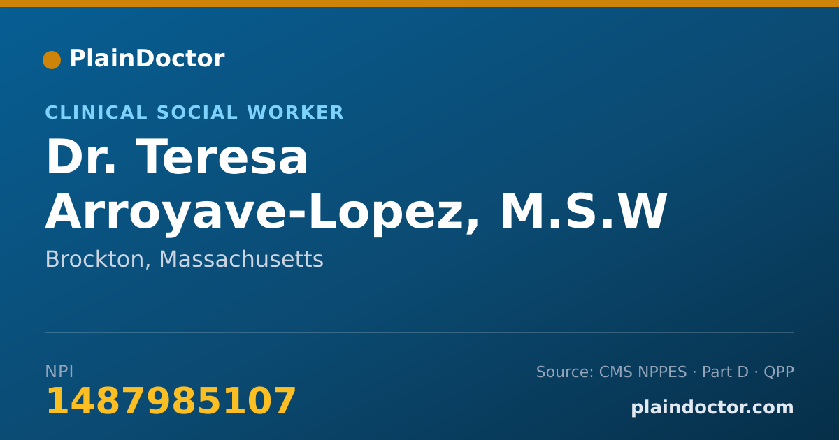 Shareable card for Teresa Arroyave-Lopez, M.S.W - Clinical Social Worker, Brockton, MA