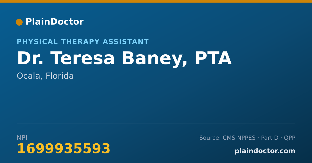 Shareable card for Teresa Baney, PTA - Physical Therapy Assistant, Ocala, FL
