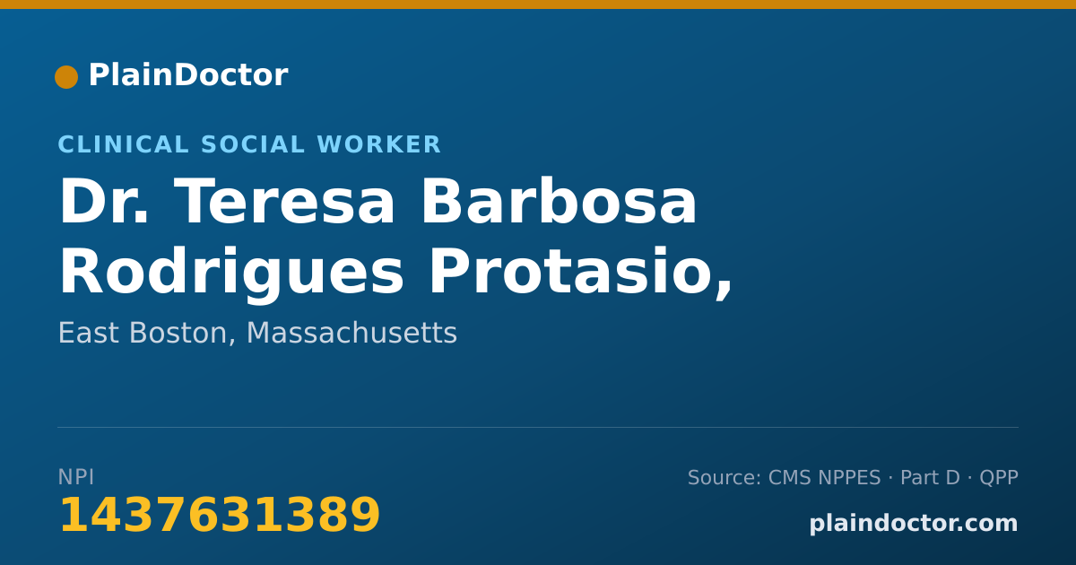 Shareable card for Teresa Barbosa Rodrigues Protasio, LCSW - Clinical Social Worker, East Boston, MA