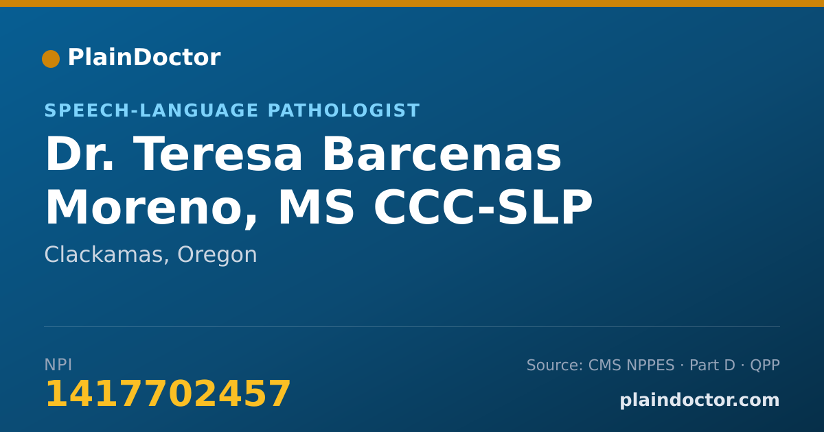 Shareable card for Teresa Barcenas Moreno, MS CCC-SLP - Speech-Language Pathologist, Clackamas, OR