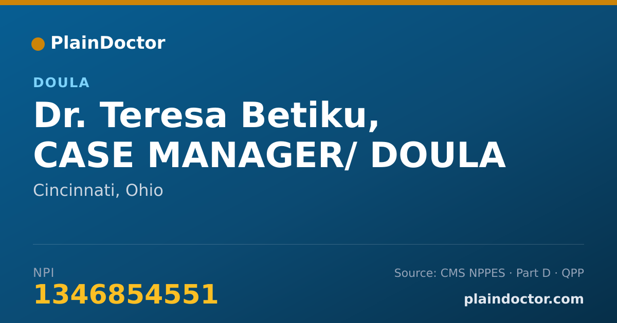 Shareable card for Teresa Betiku, CASE MANAGER/ DOULA - Doula, Cincinnati, OH