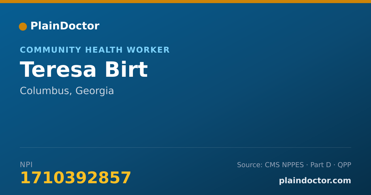 Shareable card for Teresa Birt - Community Health Worker, Columbus, GA