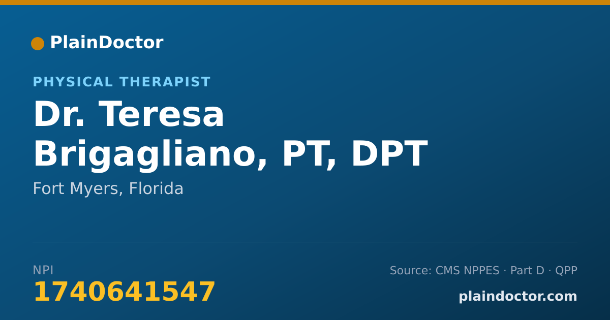 Shareable card for Teresa Brigagliano, PT, DPT - Physical Therapist, Fort Myers, FL