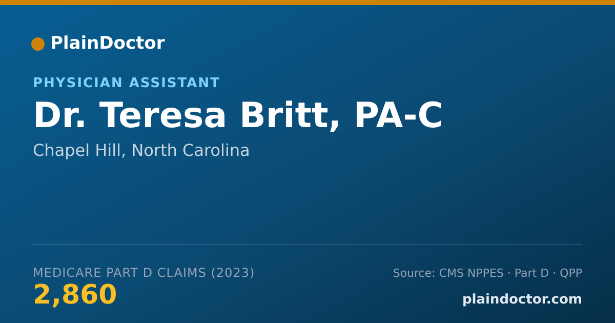 Shareable card for Teresa Britt, PA-C - Physician Assistant, Chapel Hill, NC