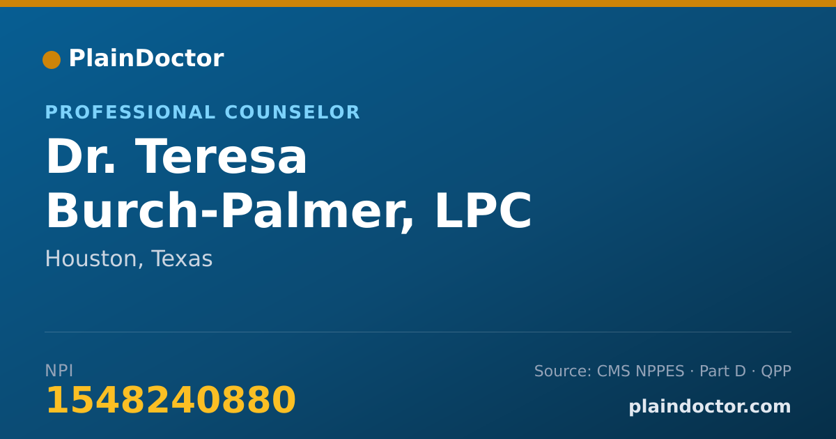 Shareable card for Teresa Burch-Palmer, LPC - Professional Counselor, Houston, TX