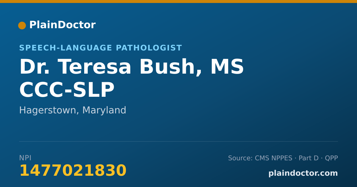 Shareable card for Teresa Bush, MS CCC-SLP - Speech-Language Pathologist, Hagerstown, MD