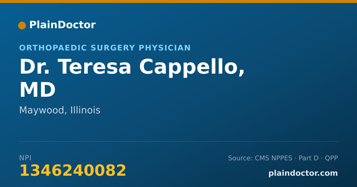 Shareable card for Teresa Cappello, MD - Orthopaedic Surgery Physician, Maywood, IL