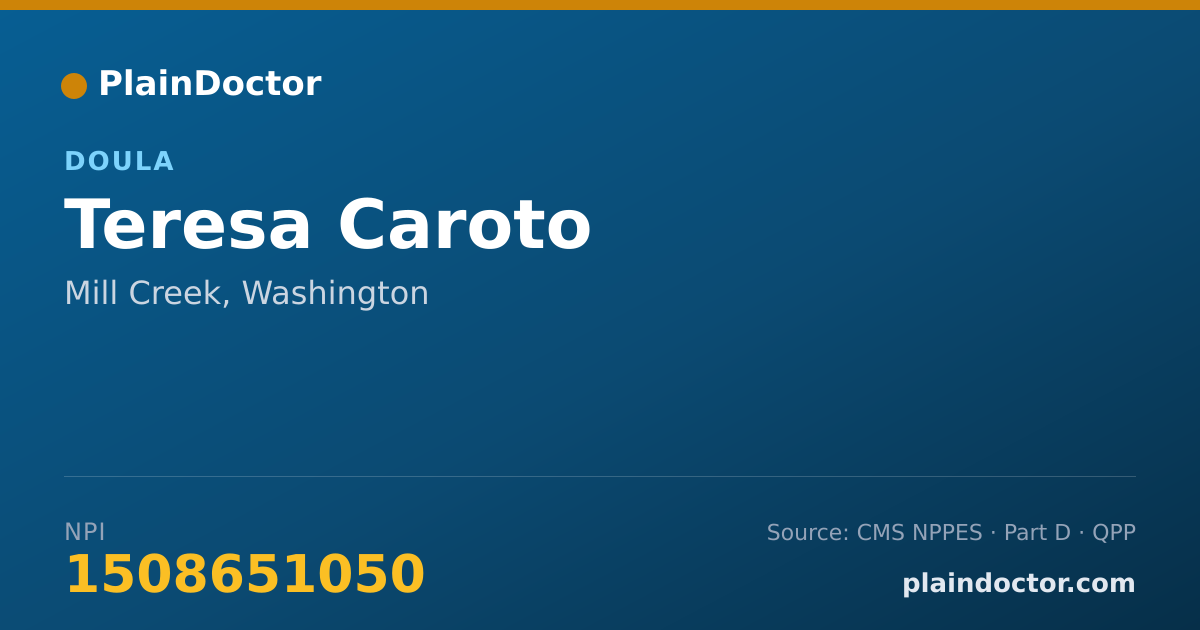 Shareable card for Teresa Caroto - Doula, Mill Creek, WA