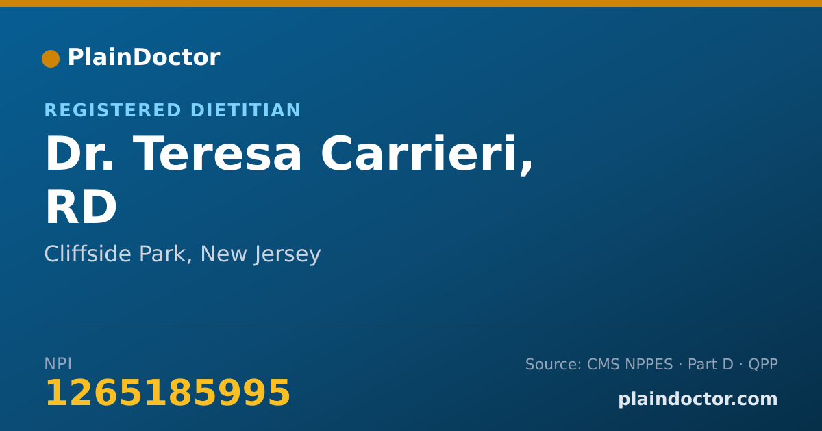 Shareable card for Teresa Carrieri, RD - Registered Dietitian, Cliffside Park, NJ