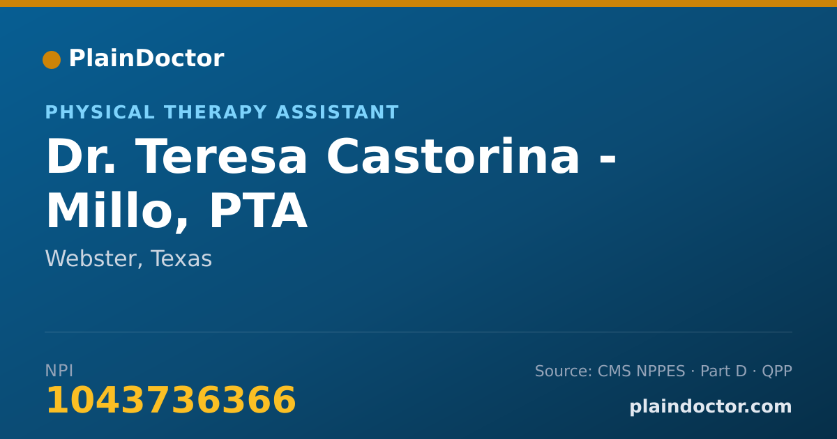 Shareable card for Teresa Castorina - Millo, PTA - Physical Therapy Assistant, Webster, TX
