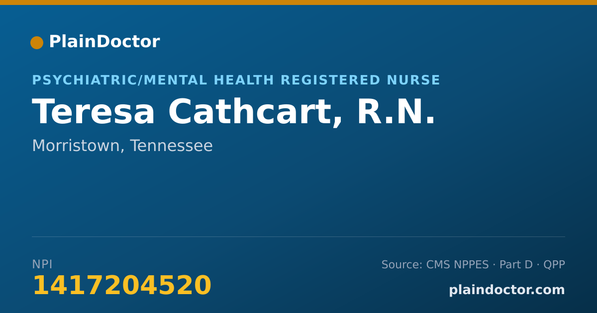 Shareable card for Teresa Cathcart, R.N. - Psychiatric/Mental Health Registered Nurse, Morristown, TN