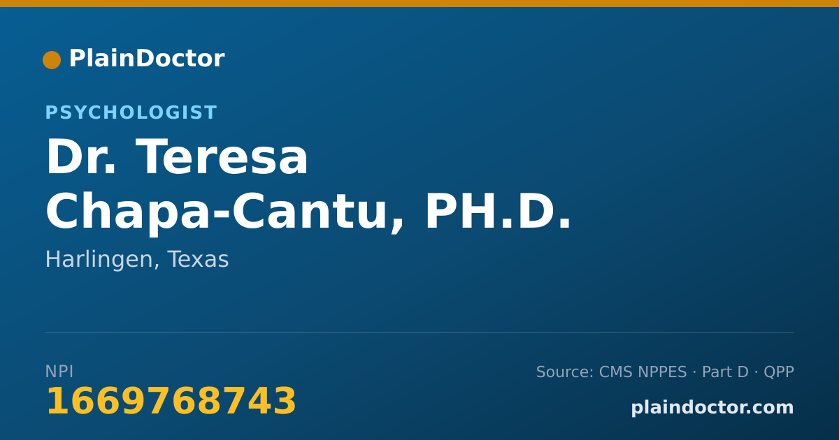 Shareable card for Teresa Chapa-Cantu, PH.D. - Psychologist, Harlingen, TX