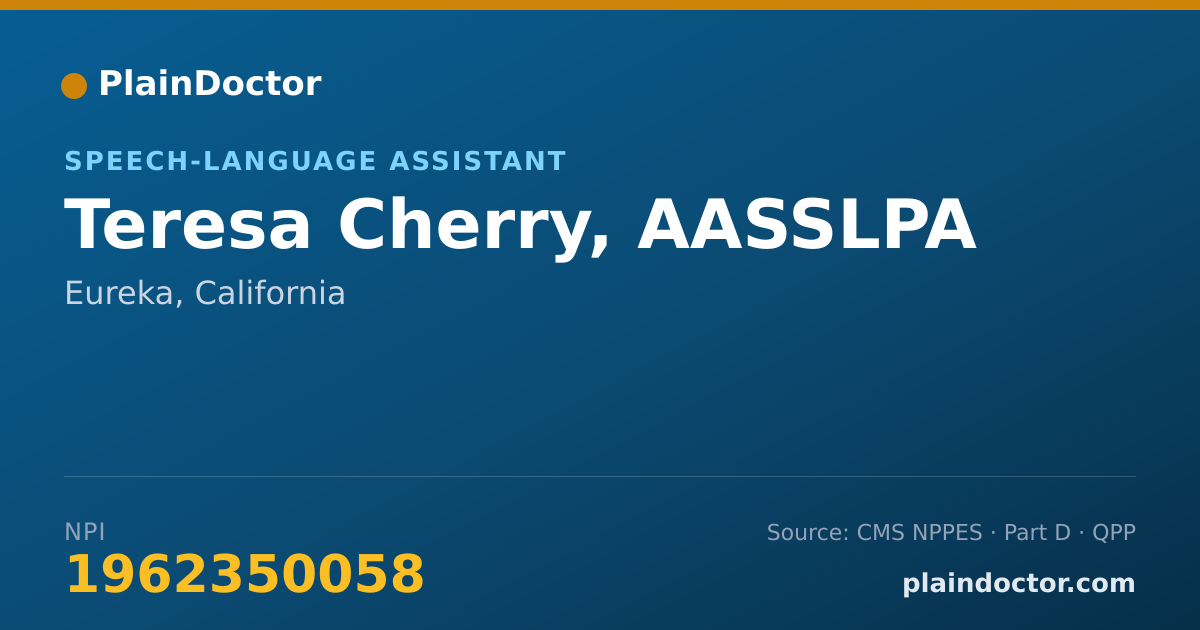 Shareable card for Teresa Cherry, AASSLPA - Speech-Language Assistant, Eureka, CA