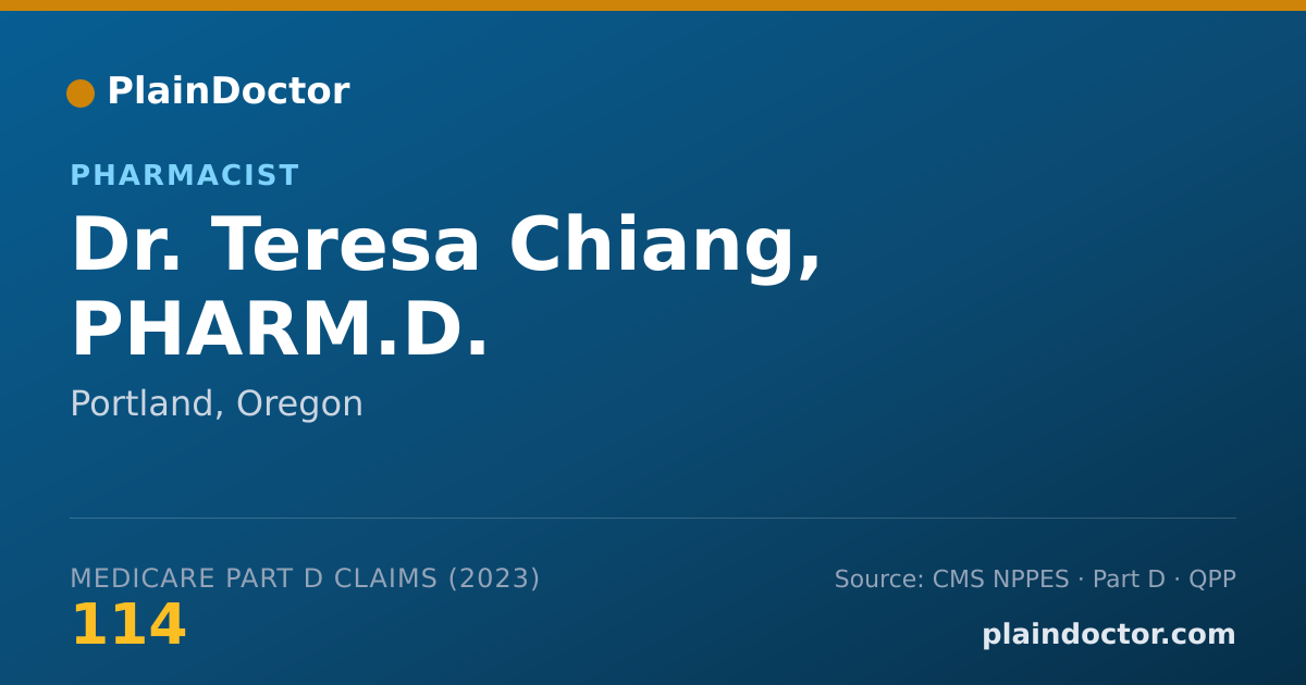Shareable card for Teresa Chiang, PHARM.D. - Pharmacist, Portland, OR