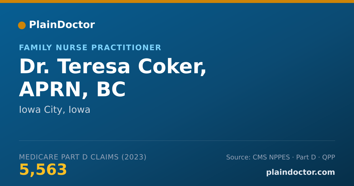 Shareable card for Teresa Coker, APRN, BC - Family Nurse Practitioner, Iowa City, IA