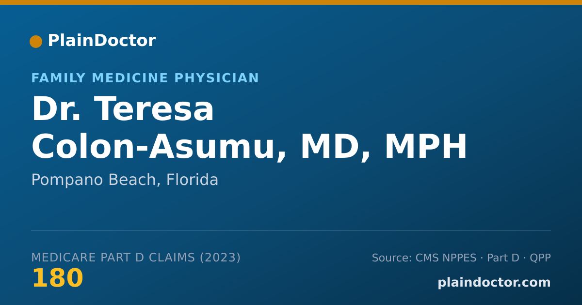 Shareable card for Teresa Colon-Asumu, MD, MPH - Family Medicine Physician, Pompano Beach, FL