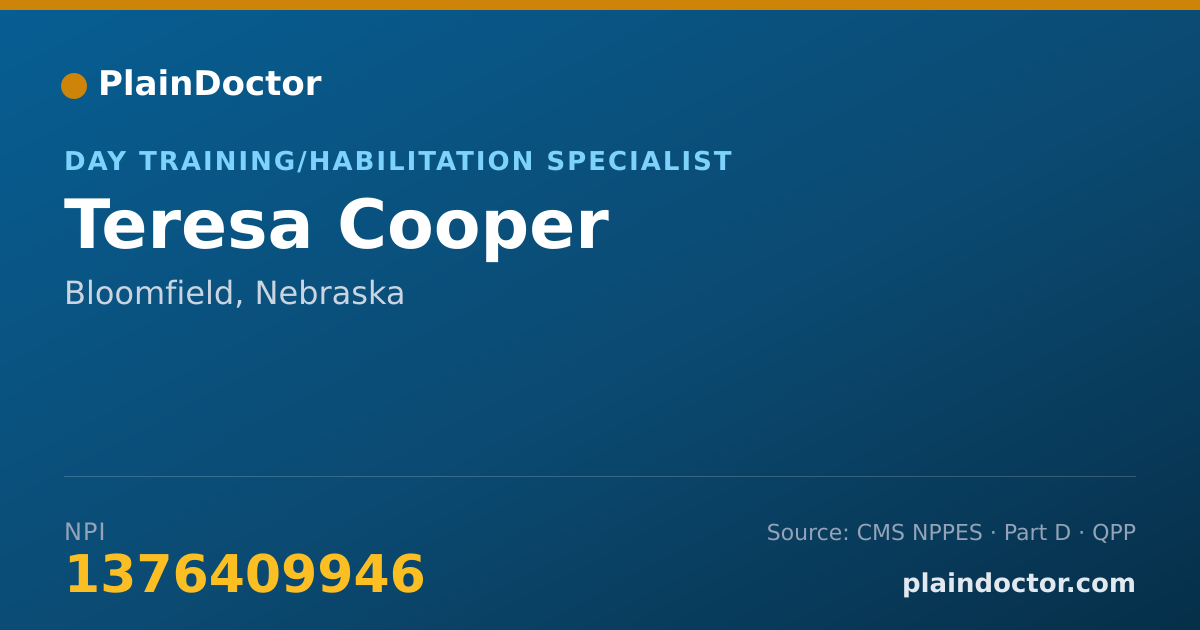 Shareable card for Teresa Cooper - Day Training/Habilitation Specialist, Bloomfield, NE