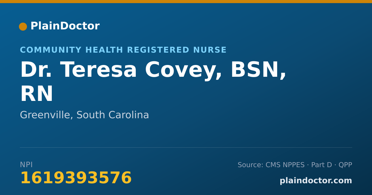 Shareable card for Teresa Covey, BSN, RN - Community Health Registered Nurse, Greenville, SC