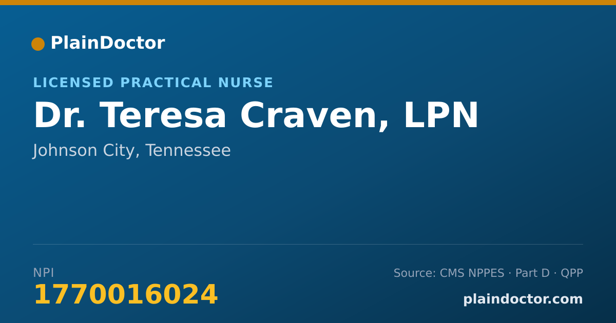 Shareable card for Teresa Craven, LPN - Licensed Practical Nurse, Johnson City, TN