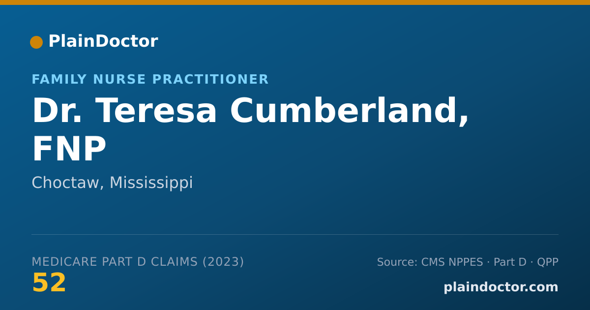 Shareable card for Teresa Cumberland, FNP - Family Nurse Practitioner, Choctaw, MS