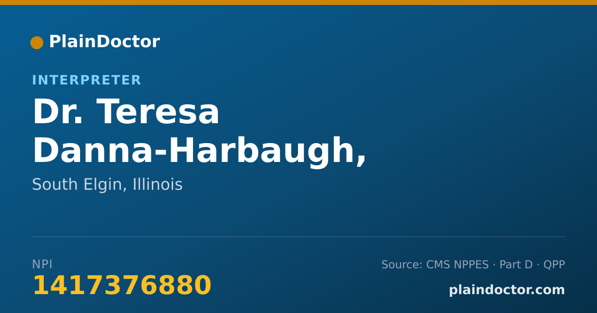 Shareable card for Teresa Danna-Harbaugh, INTERPRETER/TRANSLAT - Interpreter, South Elgin, IL