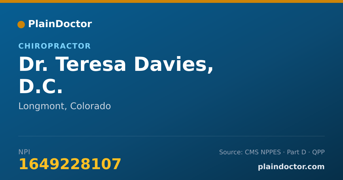 Shareable card for Teresa Davies, D.C. - Chiropractor, Longmont, CO