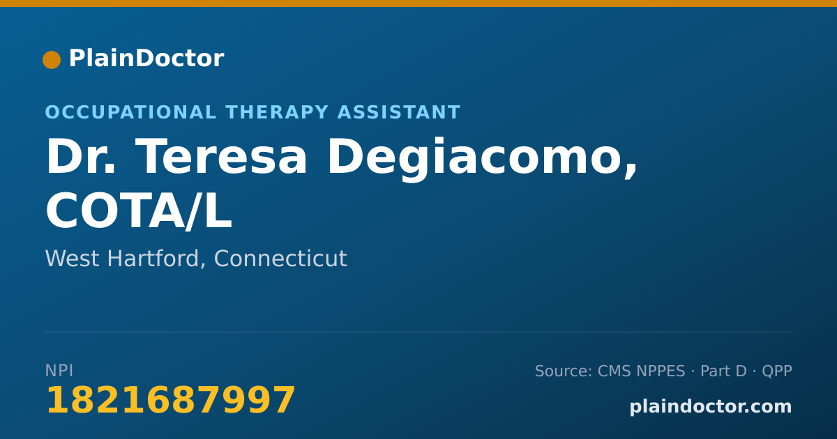 Shareable card for Teresa Degiacomo, COTA/L - Occupational Therapy Assistant, West Hartford, CT