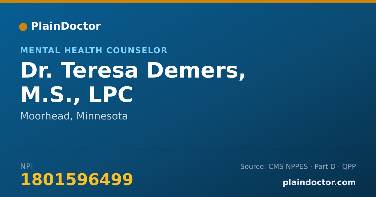 Shareable card for Teresa Demers, M.S., LPC - Mental Health Counselor, Moorhead, MN