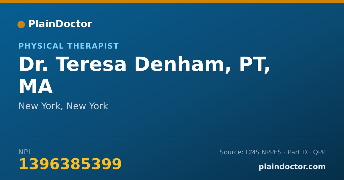 Shareable card for Teresa Denham, PT, MA - Physical Therapist, New York, NY