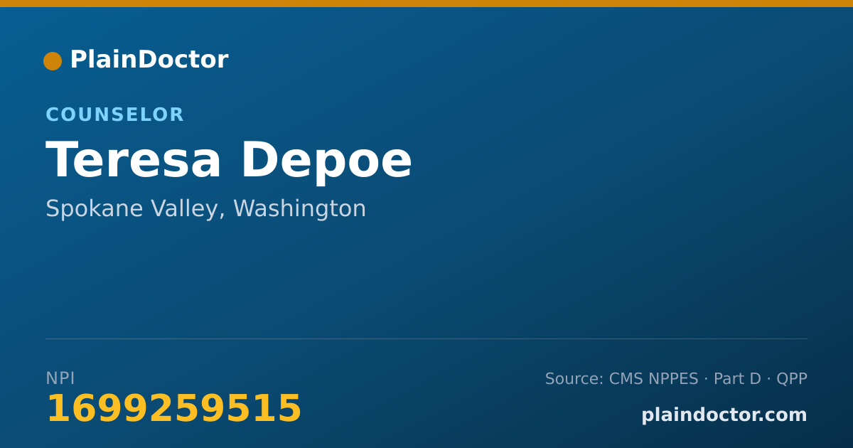 Shareable card for Teresa Depoe - Counselor, Spokane Valley, WA