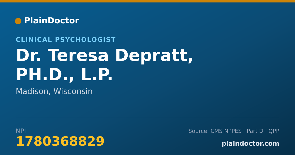 Shareable card for Teresa Depratt, PH.D., L.P. - Clinical Psychologist, Madison, WI