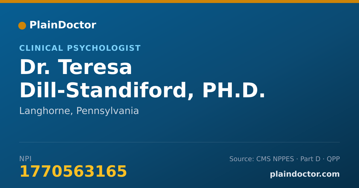Shareable card for Teresa Dill-Standiford, PH.D. - Clinical Psychologist, Langhorne, PA