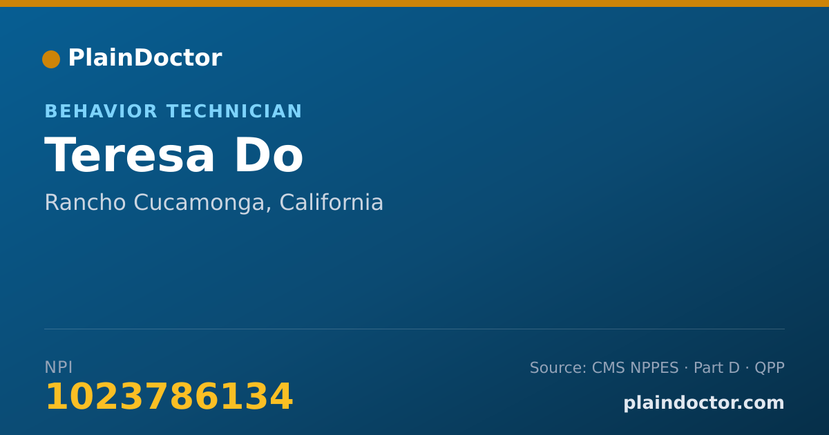 Shareable card for Teresa Do - Behavior Technician, Rancho Cucamonga, CA