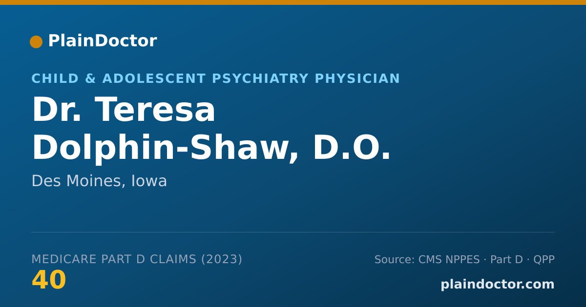Shareable card for Teresa Dolphin-Shaw, D.O. - Child & Adolescent Psychiatry Physician, Des Moines, IA