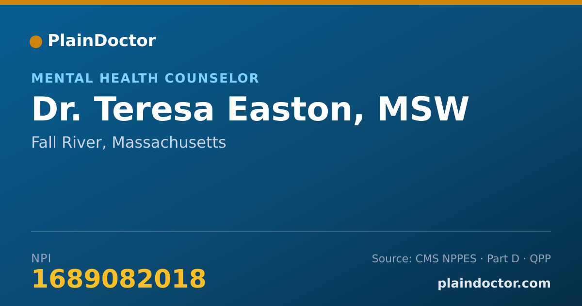 Shareable card for Teresa Easton, MSW - Mental Health Counselor, Fall River, MA