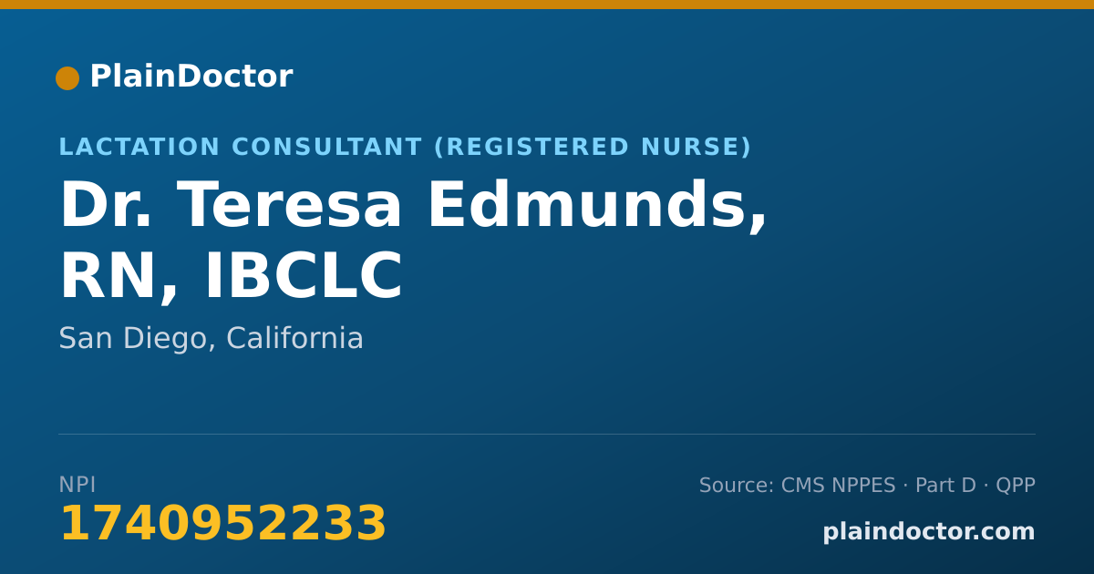Shareable card for Teresa Edmunds, RN, IBCLC - Lactation Consultant (Registered Nurse), San Diego, CA